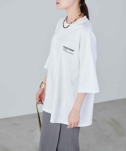 Chaco closet（チャコ クローゼット）の「PANTONEバックプリントビックTシャツ（Tシャツ/カットソー・レディース・ベージュ/ブラック/ミント/ピンク/ホワイト・M）」の16枚目の写真