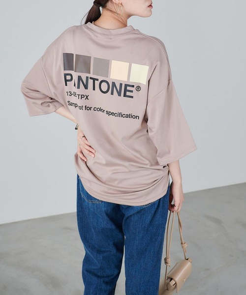 Chaco closet（チャコ クローゼット）の「PANTONEバックプリントビックTシャツ（Tシャツ/カットソー・レディース・ベージュ/ブラック/ミント/ピンク/ホワイト・M）」の10枚目の写真