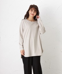 NAVY | オーガニックコットン 無地切り替えロングスリーブTシャツ(Tシャツ/カットソー)