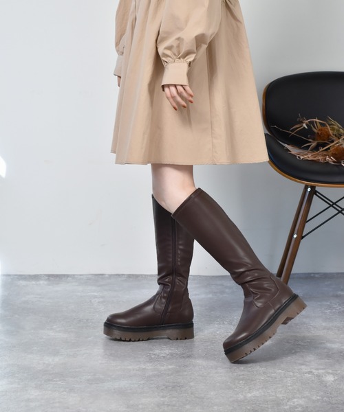 ems excite(エムズエキサイト)の「厚底ロングブーツ(ブーツ・レディース・ブラック/ブラウン・MEDIUM/LARGE)」の5枚目の写真