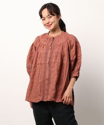 Samansa Mos2 | シャドーチェックボリュームレースブラウス(シャツ/ブラウス)