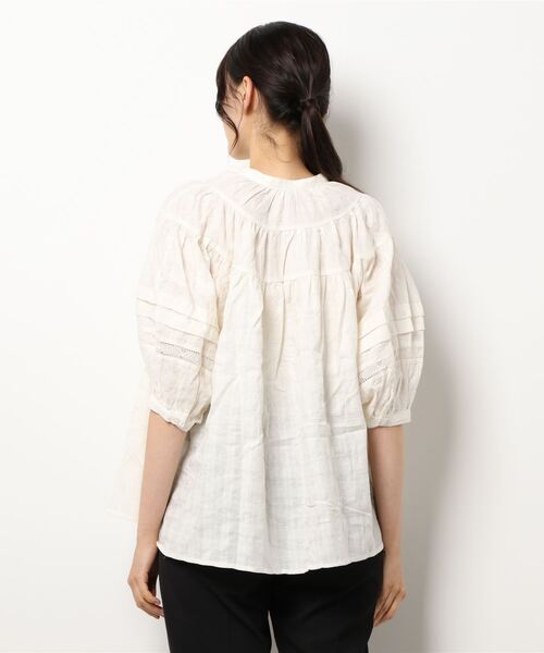 Samansa Mos2（サマンサ モスモス）の「シャドーチェックボリュームレースブラウス（シャツ/ブラウス・レディース・ブラック/ブラウン/キナリ・ﾌﾘ-）」の5枚目の写真