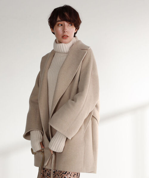 NOLLEY’S（ノーリーズ）の「アルパカビーバーショートコート（ノーカラーコート・レディース・チャコールグレー/ベージュ/グレー・38/36）」の20枚目の写真