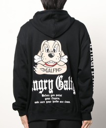オールドGALFY BY CRUTCH 犬刺繍 フード付きジャケット 大型犬 ガルフィー GALFY ボアジャケット CRUTCH 黒 ブラック 犬刺繍 XL