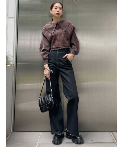 EMODA(エモダ)の「カーブウエストハイウエストジーンズ(デニムパンツ・レディース・ライトブルー/ブラック・SMALL/MEDIUM/X-SMALL)」の15枚目の写真