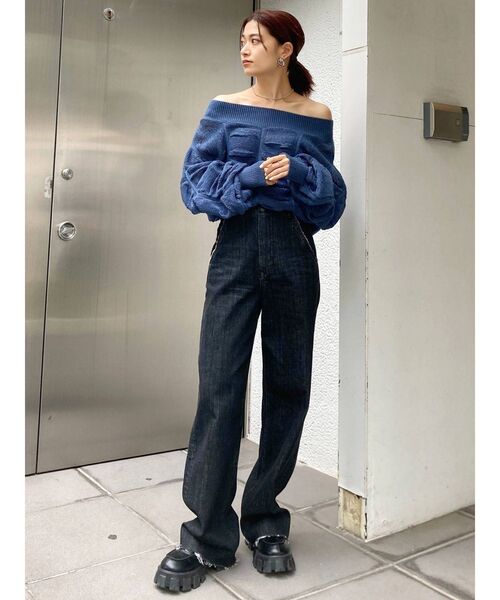 EMODA(エモダ)の「カーブウエストハイウエストジーンズ(デニムパンツ・レディース・ライトブルー/ブラック・SMALL/MEDIUM/X-SMALL)」の9枚目の写真