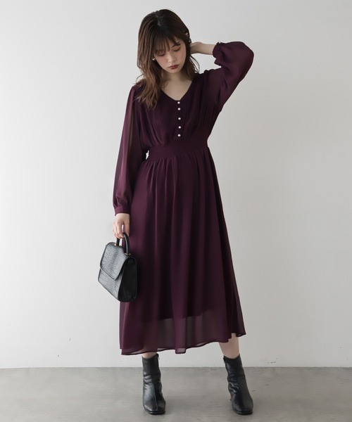 natural couture（ナチュラルクチュール）の「【WEB限定カラー有り】ピンタックプリーツお上品ワンピース（ワンピース・レディース・チャコールグレー/ベージュ/ブルー/ボルドー/その他1/その他2/その他3/その他4/その他5・FREE）」の22枚目の写真