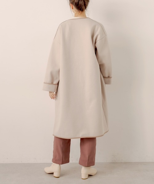 OLIVE des OLIVE（オリーブデオリーブ）の「【WEB限定】コスパ最強！大人女子パイピングロングコート（ノーカラーコート・レディース・ライトグレー/ベージュ・FREE）」の7枚目の写真