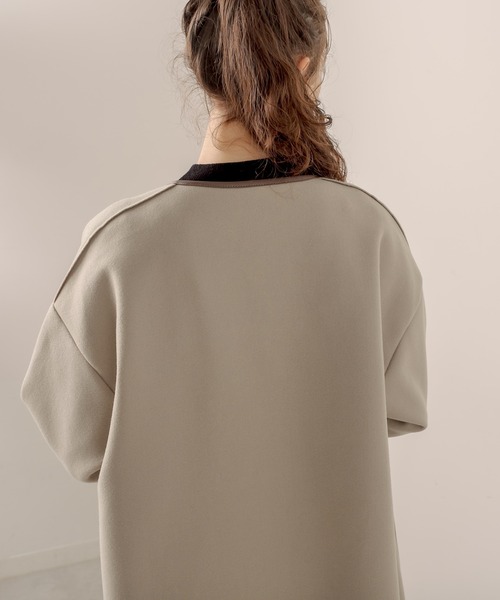OLIVE des OLIVE（オリーブデオリーブ）の「【WEB限定】コスパ最強！大人女子パイピングロングコート（ノーカラーコート・レディース・ライトグレー/ベージュ・FREE）」の12枚目の写真