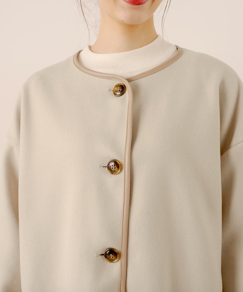 OLIVE des OLIVE（オリーブデオリーブ）の「【WEB限定】コスパ最強！大人女子パイピングロングコート（ノーカラーコート・レディース・ライトグレー/ベージュ・FREE）」の17枚目の写真