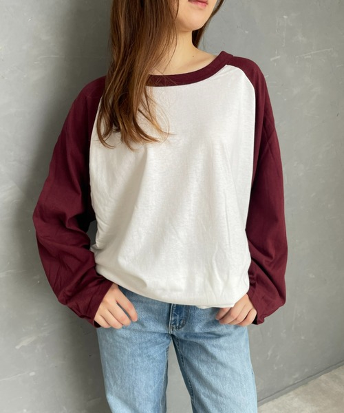 Champion（チャンピオン）の「champion（チャンピオン）/Three-Quarter Raglan Sleeve Baseball T-Shirt　ラグランスリーブベースボールTシャツ 7分袖（Tシャツ/カットソー・レディース・ブラック/ダークグリーン/ネイビー/マルーン・M/L/XL）」の4枚目の写真