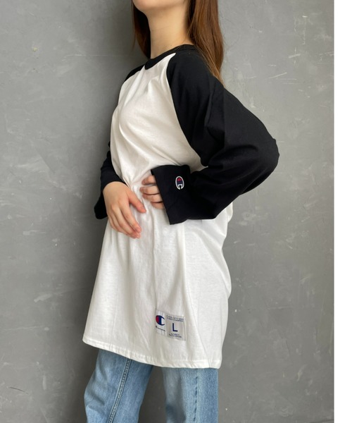 Champion（チャンピオン）の「champion（チャンピオン）/Three-Quarter Raglan Sleeve Baseball T-Shirt　ラグランスリーブベースボールTシャツ 7分袖（Tシャツ/カットソー・レディース・ブラック/ダークグリーン/ネイビー/マルーン・M/L/XL）」の6枚目の写真