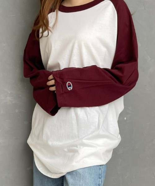 Champion（チャンピオン）の「champion（チャンピオン）/Three-Quarter Raglan Sleeve Baseball T-Shirt　ラグランスリーブベースボールTシャツ 7分袖（Tシャツ/カットソー・レディース・ブラック/ダークグリーン/ネイビー/マルーン・M/L/XL）」の20枚目の写真