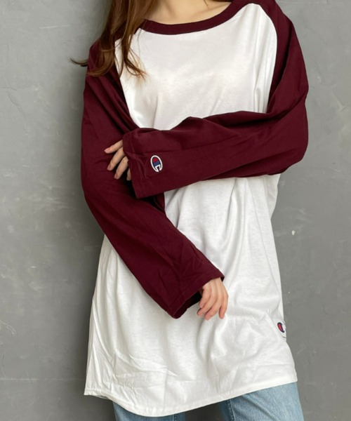 Champion（チャンピオン）の「champion（チャンピオン）/Three-Quarter Raglan Sleeve Baseball T-Shirt　ラグランスリーブベースボールTシャツ 7分袖（Tシャツ/カットソー・レディース・ブラック/ダークグリーン/ネイビー/マルーン・M/L/XL）」の21枚目の写真