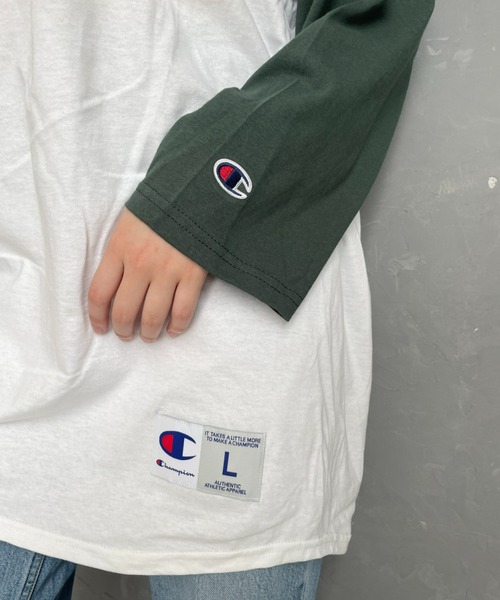 Champion（チャンピオン）の「champion（チャンピオン）/Three-Quarter Raglan Sleeve Baseball T-Shirt　ラグランスリーブベースボールTシャツ 7分袖（Tシャツ/カットソー・レディース・ブラック/ダークグリーン/ネイビー/マルーン・M/L/XL）」の10枚目の写真