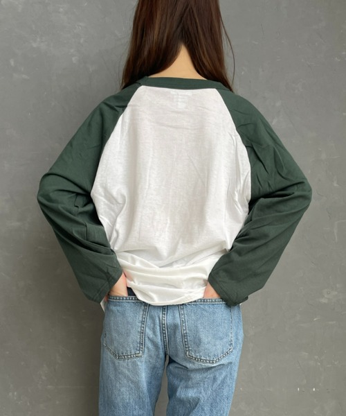 Champion（チャンピオン）の「champion（チャンピオン）/Three-Quarter Raglan Sleeve Baseball T-Shirt　ラグランスリーブベースボールTシャツ 7分袖（Tシャツ/カットソー・レディース・ブラック/ダークグリーン/ネイビー/マルーン・M/L/XL）」の11枚目の写真