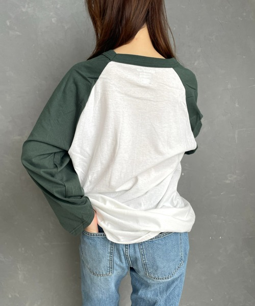 Champion（チャンピオン）の「champion（チャンピオン）/Three-Quarter Raglan Sleeve Baseball T-Shirt　ラグランスリーブベースボールTシャツ 7分袖（Tシャツ/カットソー・レディース・ブラック/ダークグリーン/ネイビー/マルーン・M/L/XL）」の12枚目の写真