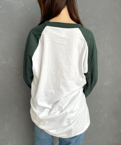 Champion（チャンピオン）の「champion（チャンピオン）/Three-Quarter Raglan Sleeve Baseball T-Shirt　ラグランスリーブベースボールTシャツ 7分袖（Tシャツ/カットソー・レディース・ブラック/ダークグリーン/ネイビー/マルーン・M/L/XL）」の13枚目の写真