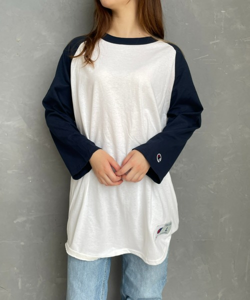 Champion（チャンピオン）の「champion（チャンピオン）/Three-Quarter Raglan Sleeve Baseball T-Shirt　ラグランスリーブベースボールTシャツ 7分袖（Tシャツ/カットソー・レディース・ブラック/ダークグリーン/ネイビー/マルーン・M/L/XL）」の14枚目の写真