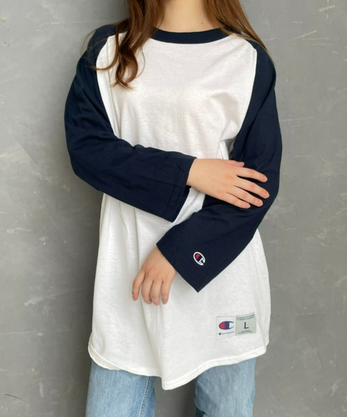 Champion（チャンピオン）の「champion（チャンピオン）/Three-Quarter Raglan Sleeve Baseball T-Shirt　ラグランスリーブベースボールTシャツ 7分袖（Tシャツ/カットソー・レディース・ブラック/ダークグリーン/ネイビー/マルーン・M/L/XL）」の15枚目の写真