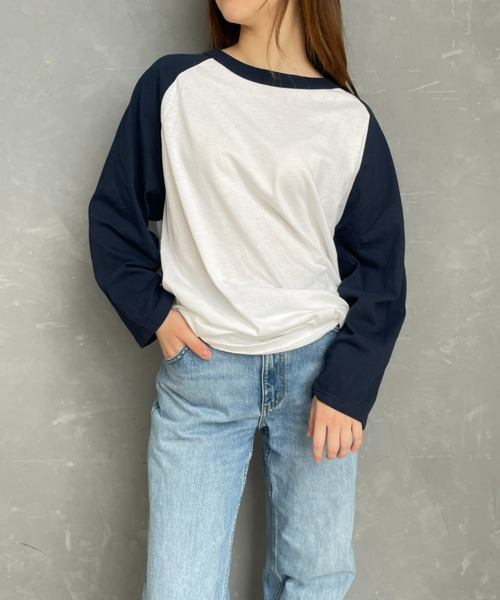 Champion（チャンピオン）の「champion（チャンピオン）/Three-Quarter Raglan Sleeve Baseball T-Shirt　ラグランスリーブベースボールTシャツ 7分袖（Tシャツ/カットソー・レディース・ブラック/ダークグリーン/ネイビー/マルーン・M/L/XL）」の16枚目の写真