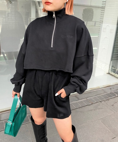 WHO'S WHO gallery（フーズフーギャラリー）の「PTNハーフジップ（スウェット・レディース・ブラウン/グリーン/ブラック/トップグレー/サックスブルー・FREE）」の2枚目の写真