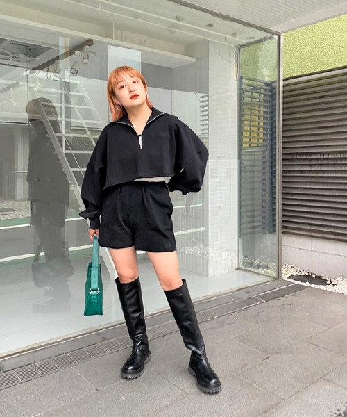 WHO'S WHO gallery（フーズフーギャラリー）の「PTNハーフジップ（スウェット・レディース・ブラウン/グリーン/ブラック/トップグレー/サックスブルー・FREE）」の19枚目の写真