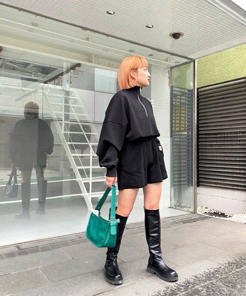 WHO'S WHO gallery（フーズフーギャラリー）の「PTNハーフジップ（スウェット・レディース・ブラウン/グリーン/ブラック/トップグレー/サックスブルー・FREE）」の6枚目の写真