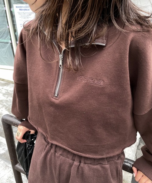 WHO'S WHO gallery（フーズフーギャラリー）の「PTNハーフジップ（スウェット・レディース・ブラウン/グリーン/ブラック/トップグレー/サックスブルー・FREE）」の20枚目の写真