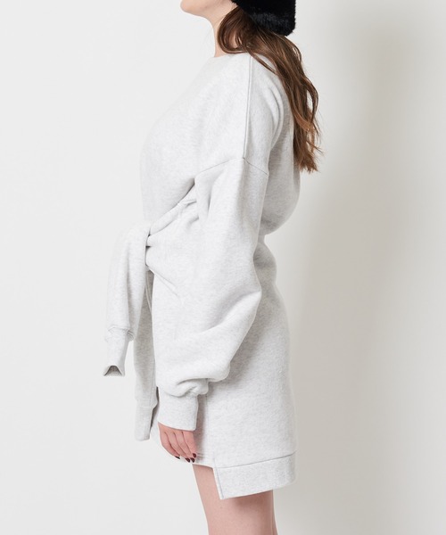 SPIRALGIRL（スパイラルガール）の「ウエスト巻裏起毛ミニワンピース（ワンピース・レディース・パープル/ブラック/ライトグレー・FREE）」の13枚目の写真