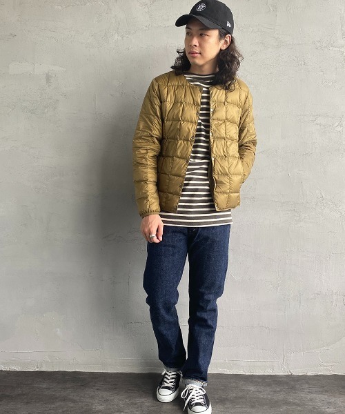 TAION（タイオン）の「【WEB限定】[TAION/タイオン] クルーネックボタンインナーダウンジャケット（ダウンジャケット/コート・レディース・ブラック/ベージュ/グレー/オフホワイト/オリーブ・M/L/XL）」の6枚目の写真