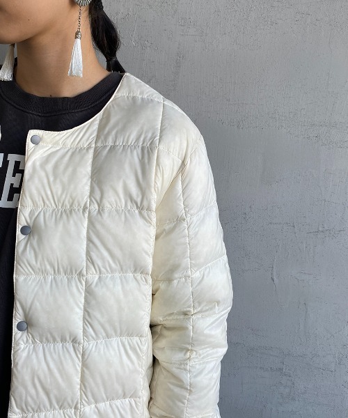 TAION（タイオン）の「【WEB限定】[TAION/タイオン] クルーネックボタンインナーダウンジャケット（ダウンジャケット/コート・レディース・ブラック/ベージュ/グレー/オフホワイト/オリーブ・M/L/XL）」の7枚目の写真