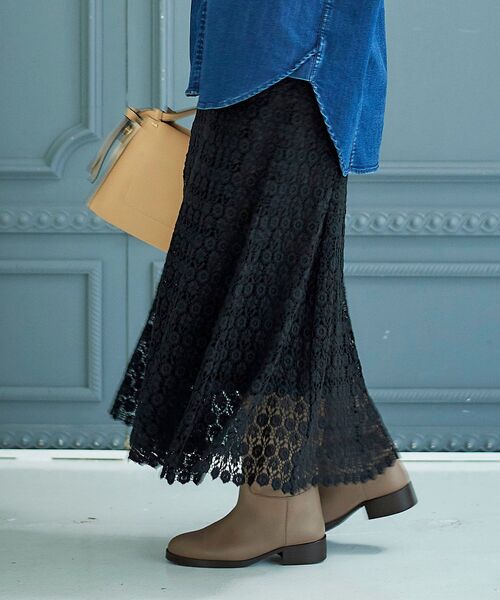 le.coeur blanc（ルクールブラン）の「VELETTO ロングブーツ（ブーツ・レディース・ベージュ/ブラック・37/38）」の7枚目の写真