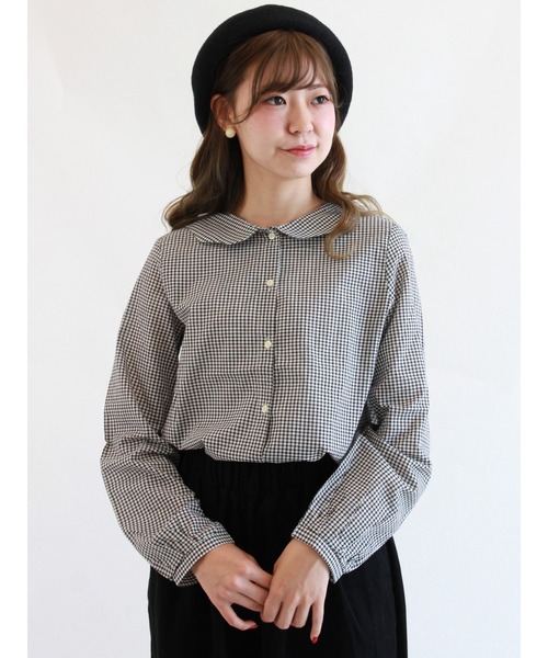 ehka sopo（エヘカソポ）の「スカラップ衿ブラウス（シャツ/ブラウス・レディース・ブラック/グレー/オフホワイト/キナリ・ﾌﾘ-）」の3枚目の写真