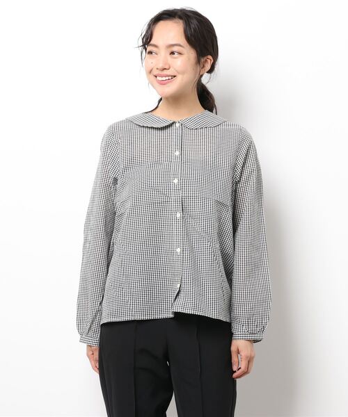 ehka sopo（エヘカソポ）の「スカラップ衿ブラウス（シャツ/ブラウス・レディース・ブラック/グレー/オフホワイト/キナリ・ﾌﾘ-）」の8枚目の写真