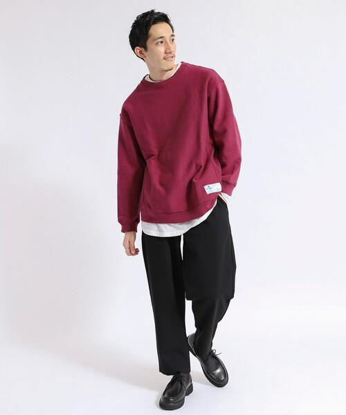 coen（コーエン）の「ヘビー裏起毛ダメージクルーネックスウェット（スウェット・メンズ・ライトグレー/ワインレッド・SMALL/MEDIUM/LARGE/X-LARGE）」の9枚目の写真