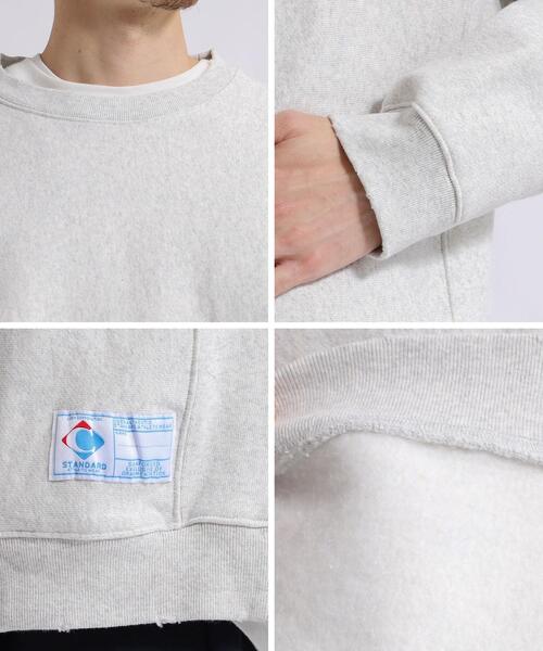 coen（コーエン）の「ヘビー裏起毛ダメージクルーネックスウェット（スウェット・メンズ・ライトグレー/ワインレッド・SMALL/MEDIUM/LARGE/X-LARGE）」の12枚目の写真