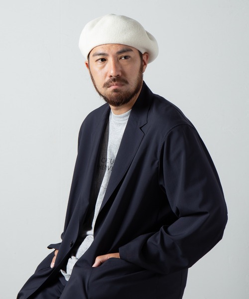 RACAL(ラカル)の「Standard Wool Basque Beret / スタンダードウールバスクベレー(ハンチング/ベレー帽・メンズ・ブラック/モカ/オフホワイト/チャコールグレー・MEDIUM/LARGE)」の6枚目の写真