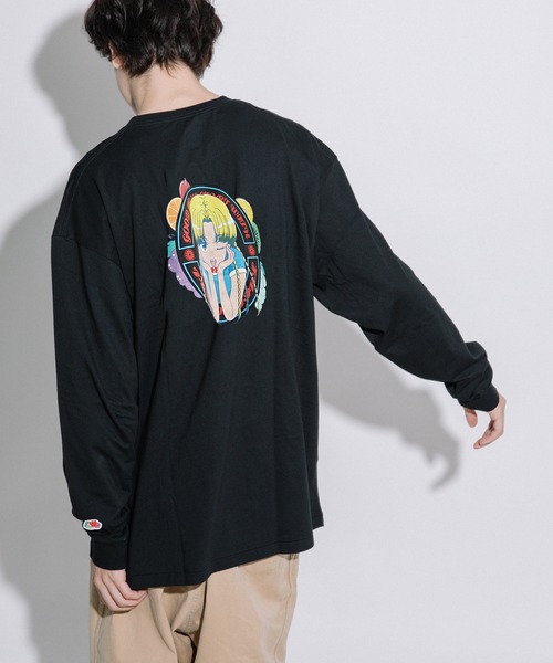 FRUIT OF THE LOOM（フルーツオブザルーム）の「ペロリンガールコラボ L/S Tシャツ / ロンT / 長袖 / カジュアル / バック / プリント / ユニセックス（Tシャツ/カットソー・メンズ・ホワイト/ブラック・M/L/XL）」の9枚目の写真