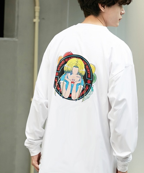 FRUIT OF THE LOOM（フルーツオブザルーム）の「ペロリンガールコラボ L/S Tシャツ / ロンT / 長袖 / カジュアル / バック / プリント / ユニセックス（Tシャツ/カットソー・メンズ・ホワイト/ブラック・M/L/XL）」の7枚目の写真