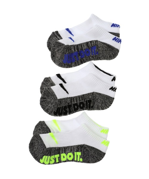 NIKE（ナイキ）の「NIKE/ナイキ NHN JUSTDOIT CUSHIOND NOSHO 3P/NHN ジャストドゥイット クッション NOSHO 3P（ソックス/靴下・キッズ・ホワイト系その他/ブラック系その他/ホワイト・17-21cm）」の2枚目の写真
