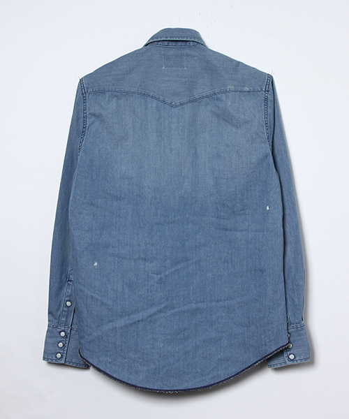 Wrangler（ラングラー）の「WRANGLER × AMERICAN RAG CIE ダメージデニムシャツ（シャツ/ブラウス・メンズ・ブラック/インディゴブルー・SMALL/MEDIUM）」の6枚目の写真