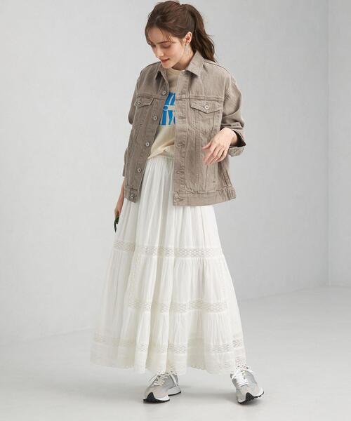 green label relaxing（グリーンレーベルリラクシング）の「IND レース スカート（スカート・レディース・ホワイト/ブラック・FREE）」の6枚目の写真