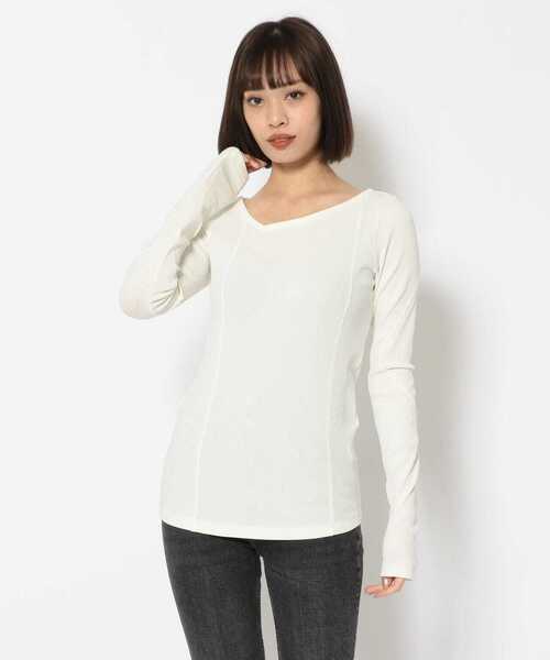 ADDICT NOIR（アディクトノアー）の「ADDICT NOIR/アディクト ノアー/ロングスリーブ カットソー（Tシャツ/カットソー・レディース・ホワイト/ブラック・FREE）」の9枚目の写真