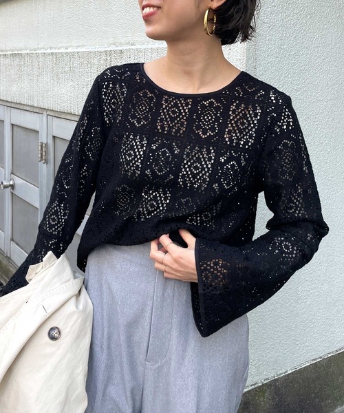 Omekashi(オメカシ)の「パッチワークレースブラウス(シャツ/ブラウス・レディース・ブラック/オフホワイト・FREE)」の5枚目の写真