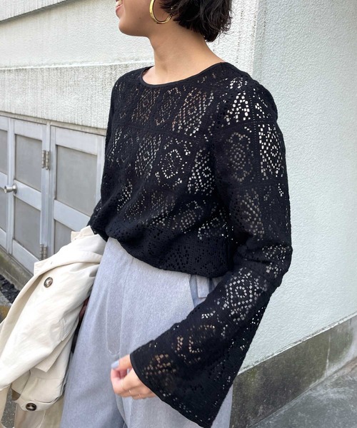 Omekashi(オメカシ)の「パッチワークレースブラウス(シャツ/ブラウス・レディース・ブラック/オフホワイト・FREE)」の8枚目の写真