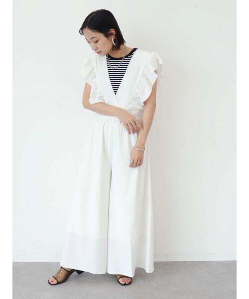 armonia（アルモニーア）の「armonia.フリル袖コンビネゾン（つなぎ/オールインワン・レディース・ブラック/オフホワイト・FREE）」の10枚目の写真