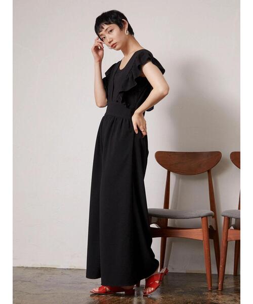 armonia（アルモニーア）の「armonia.フリル袖コンビネゾン（つなぎ/オールインワン・レディース・ブラック/オフホワイト・FREE）」の12枚目の写真