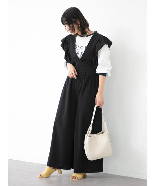 armonia（アルモニーア）の「armonia.フリル袖コンビネゾン（つなぎ/オールインワン・レディース・ブラック/オフホワイト・FREE）」の18枚目の写真