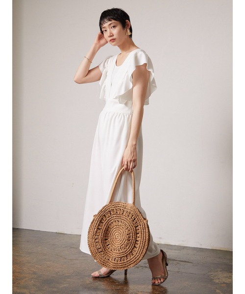 armonia（アルモニーア）の「armonia.フリル袖コンビネゾン（つなぎ/オールインワン・レディース・ブラック/オフホワイト・FREE）」の5枚目の写真